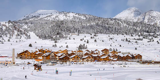 Montgenevre with a beautiful backdrop of snowy mountains