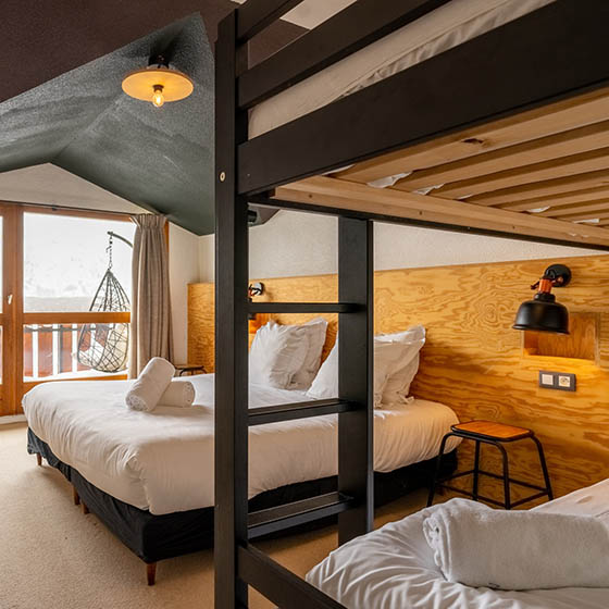 Bedroom at the HO36 Les Menuires in the French Alps
