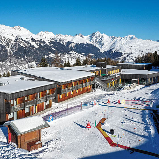 Aerial view of the Mileade in La Plagne, France