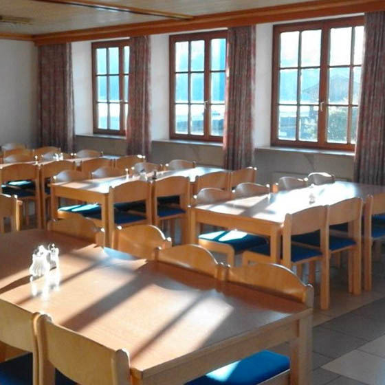The dining area at the Haus der Jugend in Zell am See, Austria