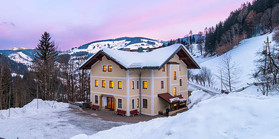 Sunset sky at the Jugendhotel Striedlhof in Sportwelt, Austria